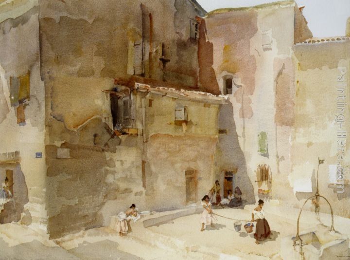 Sir William Russell Flint A Sunlit Square Languedoc